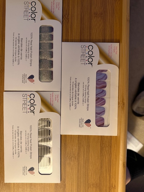Color Street Other - Color Street Nail Strips - Silver Glitter, Purple Marble & Black/White Stripes